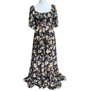 Flying Tomato Floral Square Neck Long Peasant Style Dress